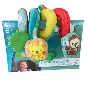 Infantino Spiral Stretch Baby Stroller Car Seat Activity Toy Lion Monkey Sensory